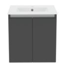 Newland  Double Door Wall-Mounted Vanity Unit with Basin Matt Midnight Mist 500mm x 450mm x 540mm