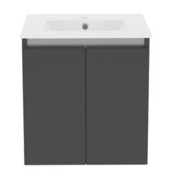 Newland  Double Door Wall-Mounted Vanity Unit with Basin Matt Midnight Mist 500mm x 450mm x 540mm