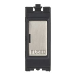 Contactum  13A Modular Fused Spur Brushed Steel with Black Inserts