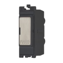 Contactum  13A Modular Fused Spur Brushed Steel with Black Inserts