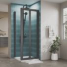 ETAL  Framed Square Bi-Fold Door Shower Enclosure & Tray  Matt Black 890mm x 890mm x 1940mm