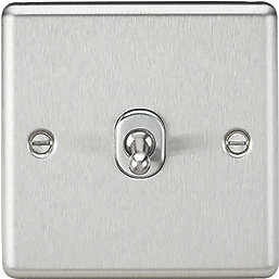 Knightsbridge  10AX 1-Gang Intermediate Switch Brushed Chrome with Colour-Matched Inserts