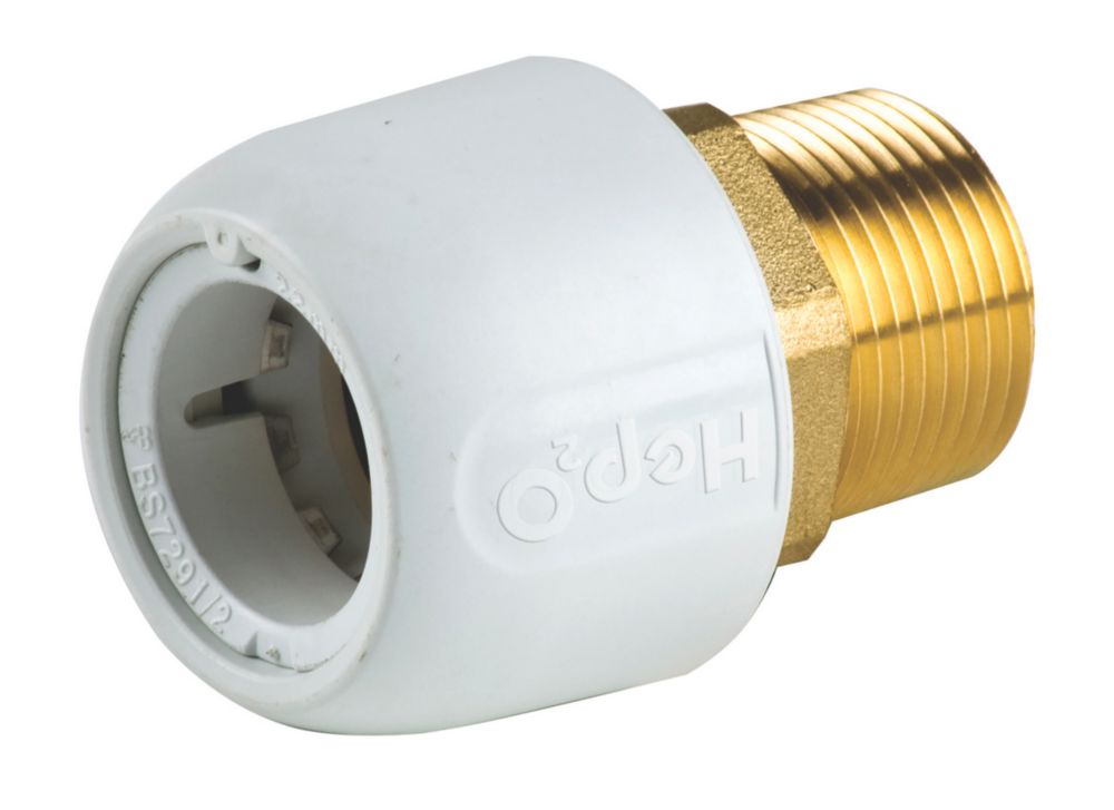 Hep2O  Plastic Push-Fit Adapting Male Coupler 22mm x 3/4"