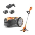 LawnMaster VBRM16 Combo 24V 2 x 4.0Ah Lithium MX Brushless Cordless Robotic Lawn Mower & 3-in-1 Grass Trimmer