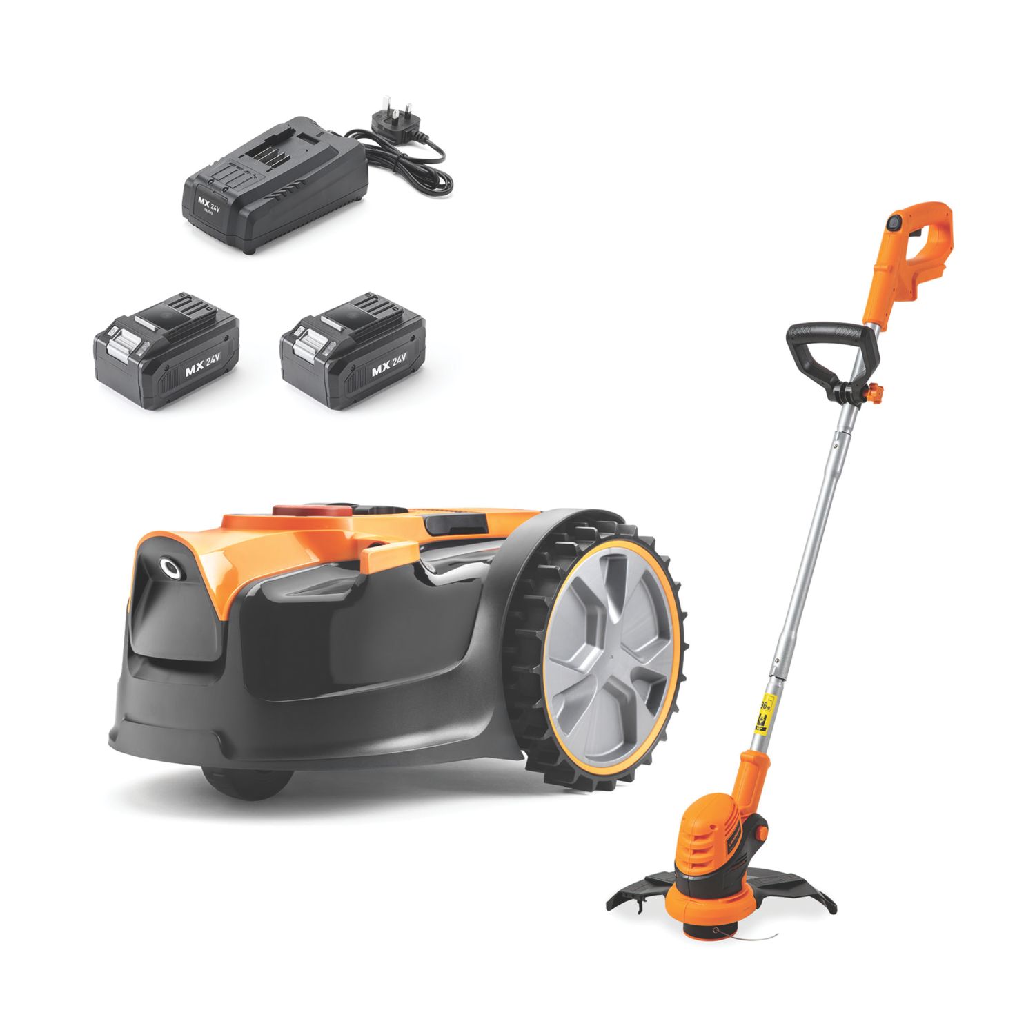 LawnMaster VBRM16 Combo 24V 2 x 4.0Ah Lithium MX Brushless Cordless Robotic Lawn Mower & 3-in-1 Grass Trimmer (565CU)