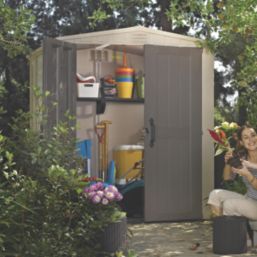 Keter Factor 6' x 6' 6" (Nominal) Apex Resin Shed Brown