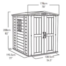 Keter Factor 6' x 6' 6" (Nominal) Apex Resin Shed Brown