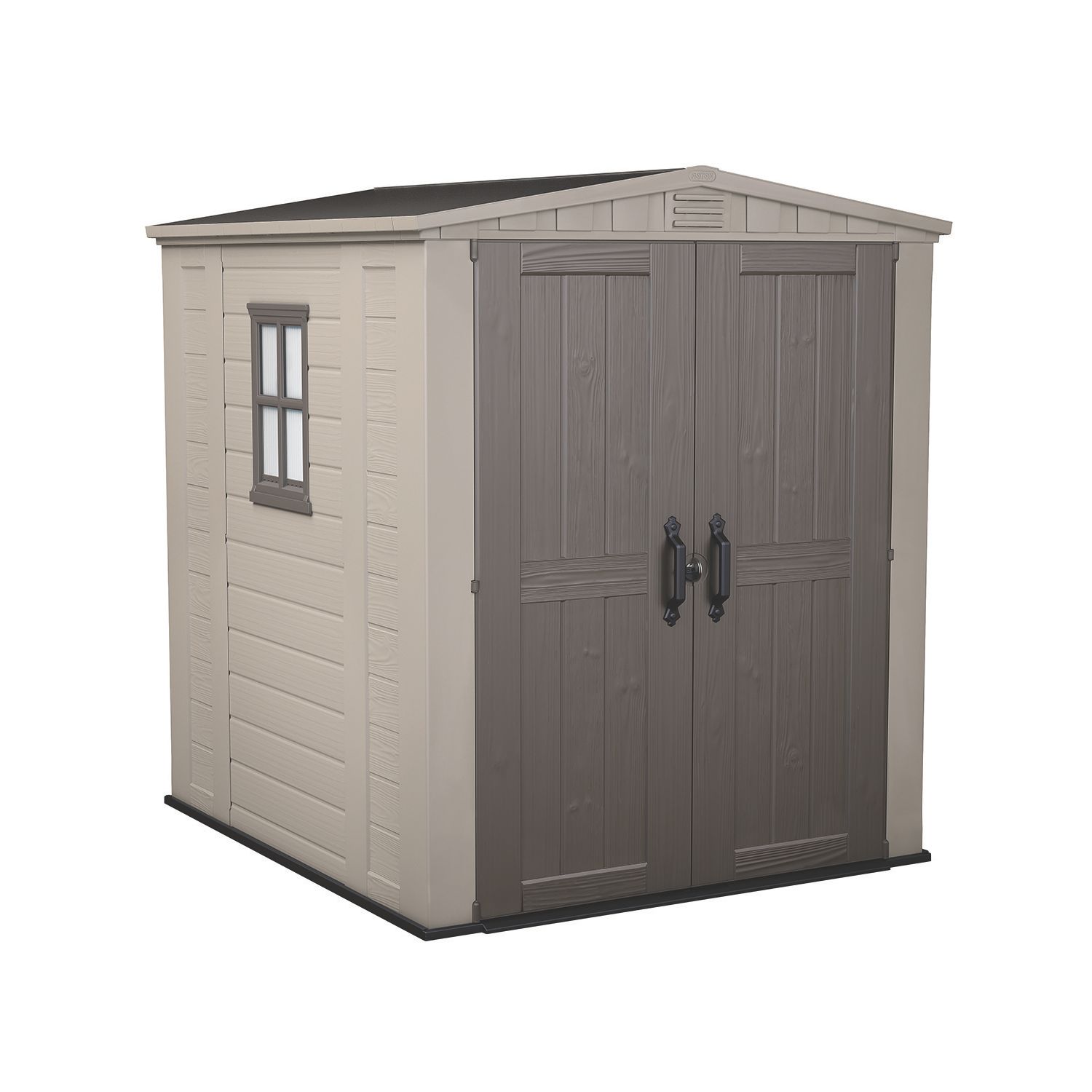 Keter Factor 6' x 6' 6" (Nominal) Apex Resin Shed Brown (565HC)
