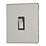 Contactum Lyric 10AX 1-Gang 2-Way Light Switch  Brushed Steel with Black Inserts