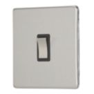 Contactum Lyric 10AX 1-Gang 2-Way Light Switch  Brushed Steel with Black Inserts