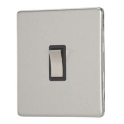 Contactum Lyric 10AX 1-Gang 2-Way Light Switch  Brushed Steel with Black Inserts