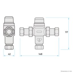 Reliance Valves HEAT112015 Easifit 2-in-1 Thermostatic Mixing Valve 22mm