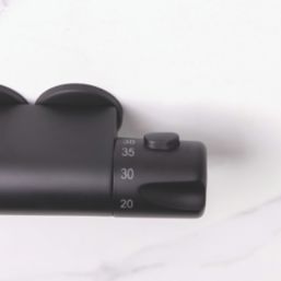 ETAL Atlas Exposed Single Outlet Thermostatic Matt Black Shower Valve