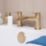 ETAL Spear Brushed Brass 123mm Deck Mounted Lever 2 Tap Holes Bath Mixer Tap