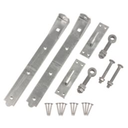 GateMate Matt Silver Straight Adjustable Bands & Hooks 165mm x 18" x 450mm 2 Pack