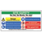Essentials  "Site Safety No Hat No Boots" Sign 610mm x 1220mm