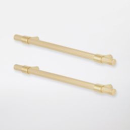 Essentials Dukkah T Bar Handles Brushed Brass 257mm 2 Pieces