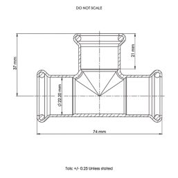 Flomasta  Copper Press-Fit Equal M-Profile Tees 22mm 2 Pack