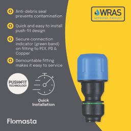Flomasta  MDPE Adaptor 20mm x 15mm