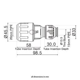 Flomasta  MDPE Adaptor 20mm x 15mm