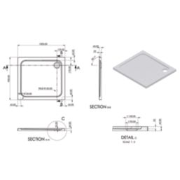 Essentials Rome Rectangular Shower Tray Gloss 1000mm x 900mm x 45mm
