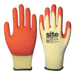 Site  Latex Builders Gloves Orange / Yellow X Large