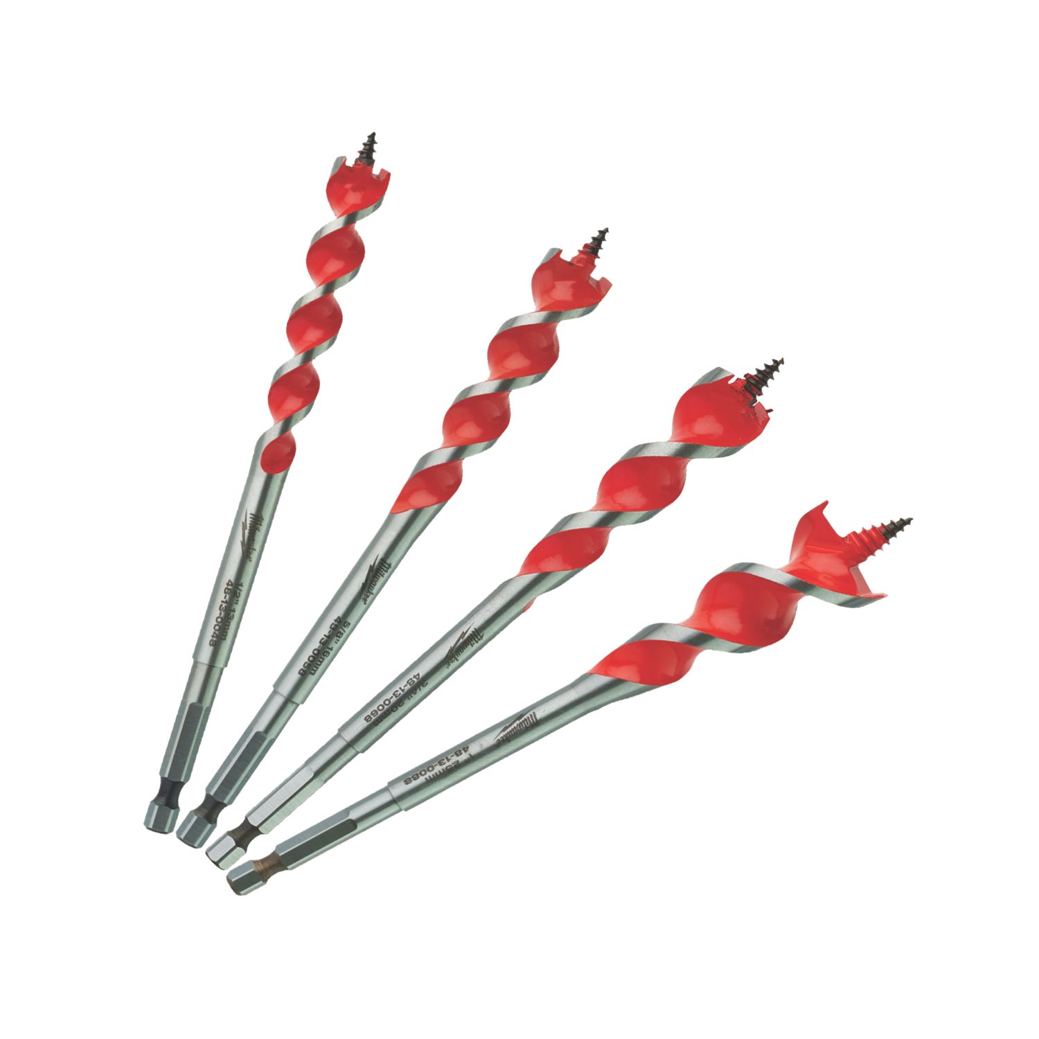 Milwaukee Speed Feed Hex Shank Double-Flute Auger Wood Drill Bit Set 4 Pieces (566GE)