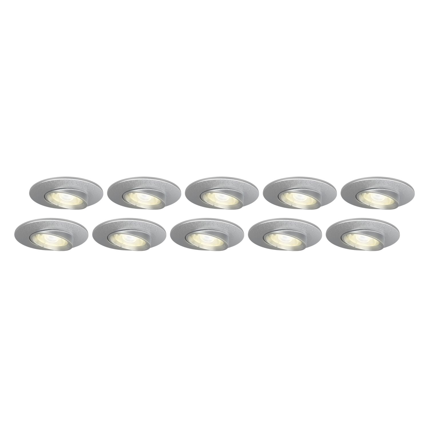 4lite Tilt Fire Rated GU10 Downlights Satin Chrome 10 Pack (566GR)