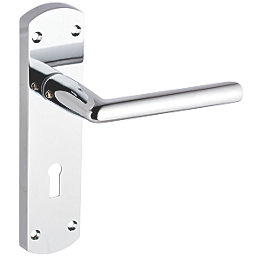 Smith & Locke Crane Fire Rated Lever Lock Door Handles Pair Polished Chrome