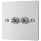 LAP  20A 16AX 2-Gang 2-Way Toggle Switch  Brushed Stainless Steel