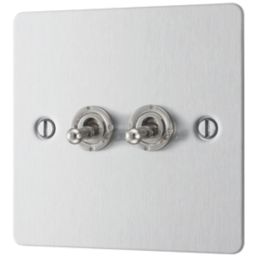 LAP  20A 16AX 2-Gang 2-Way Toggle Switch  Brushed Stainless Steel