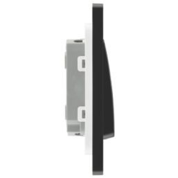 British General Evolve 20A 16AX 2-Gang 2-Way Wide Rocker Light Switch  Matt Black with Black Inserts