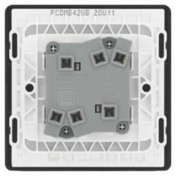 British General Evolve 20A 16AX 2-Gang 2-Way Wide Rocker Light Switch  Matt Black with Black Inserts