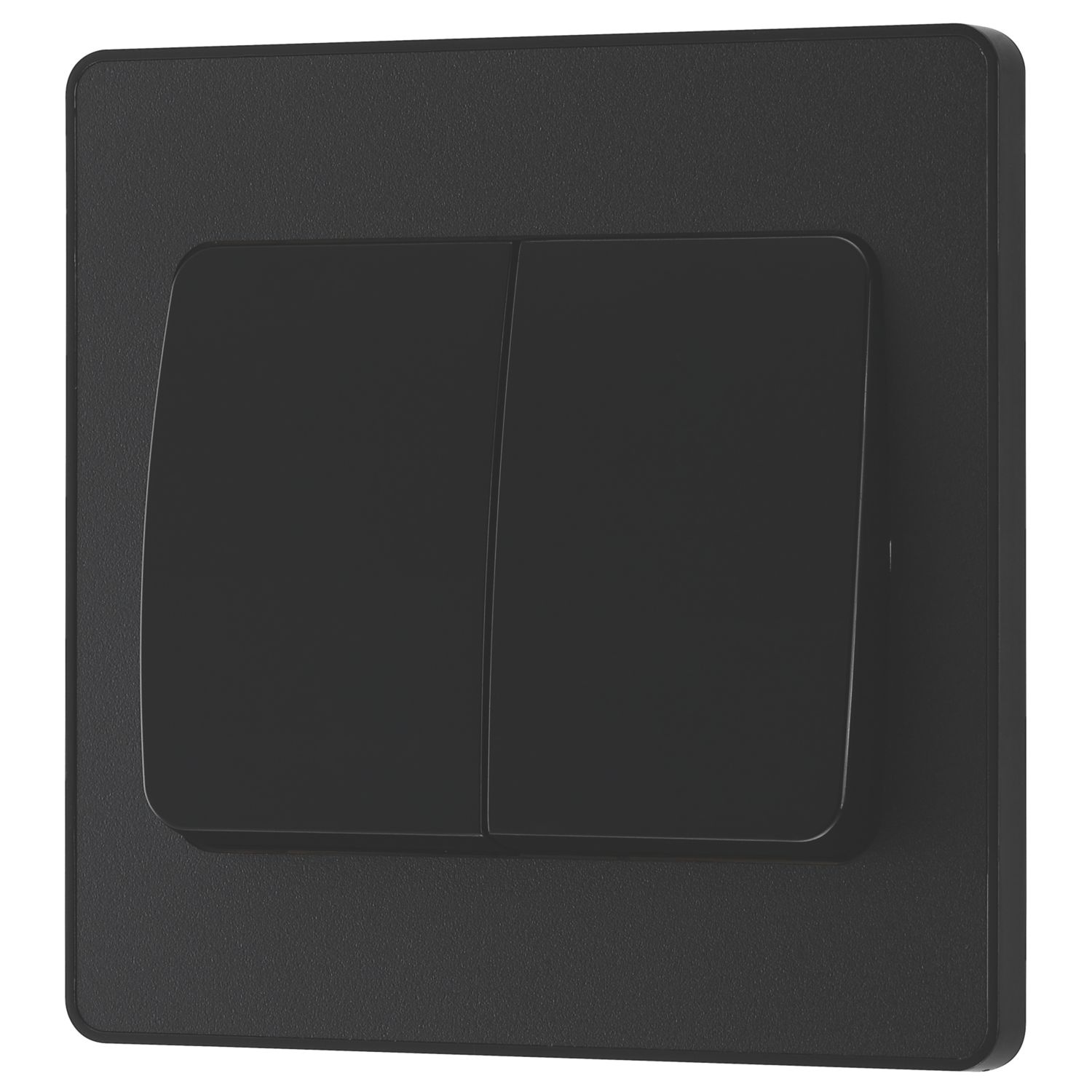 British General Evolve 20A 16AX 2-Gang 2-Way Wide Rocker Light Switch Matt Black with Black Inserts (566PY)