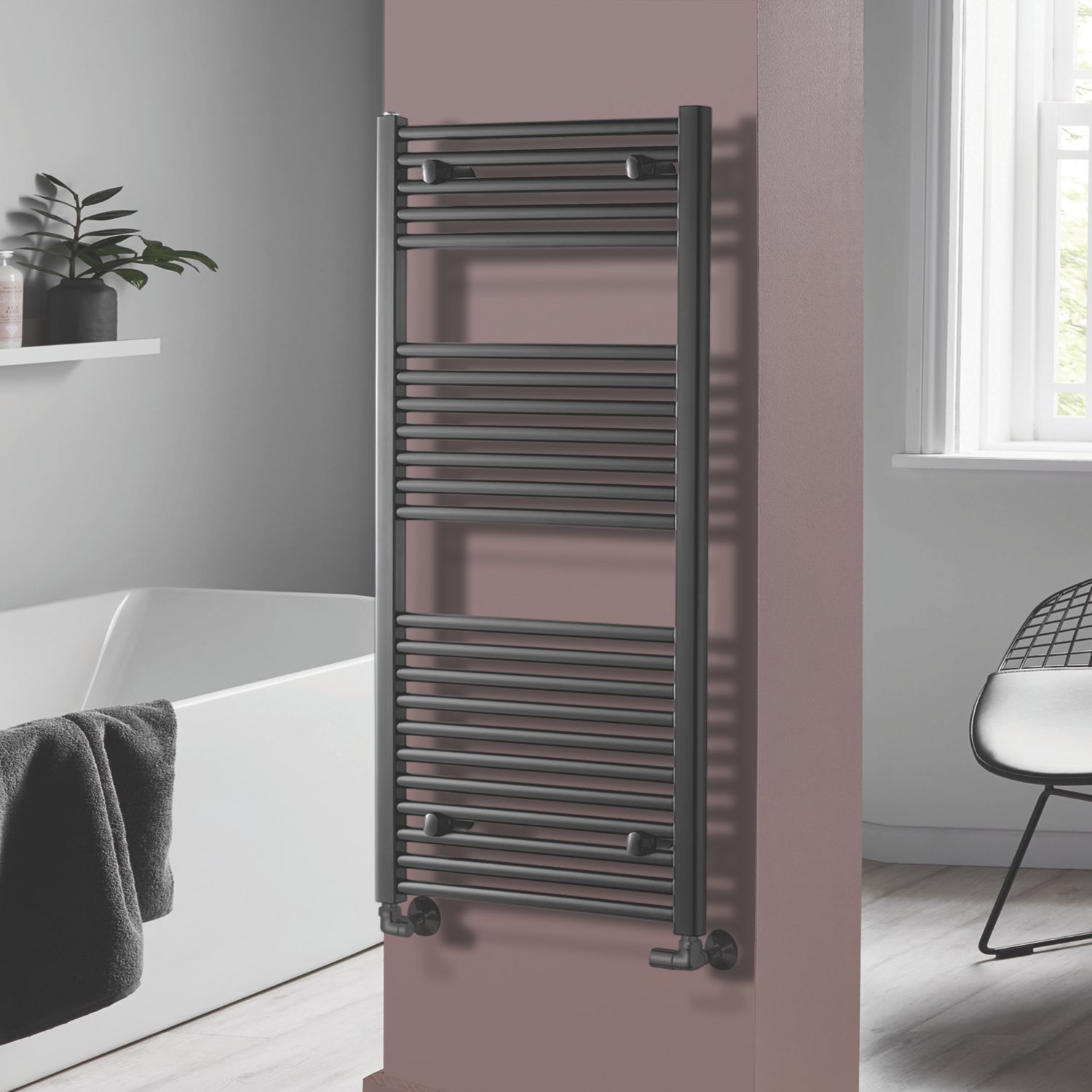Towelrads 1200mm x 600mm 2296BTU Anthracite Flat Towel Radiator (566RY)