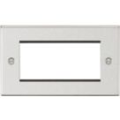 Knightsbridge Raised Square 4-Module Modular Faceplate Brushed Chrome