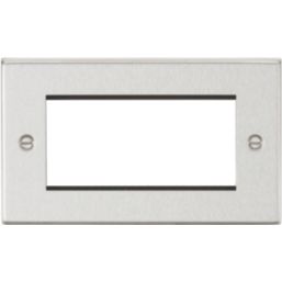 Knightsbridge Raised Square 4-Module Modular Faceplate Brushed Chrome