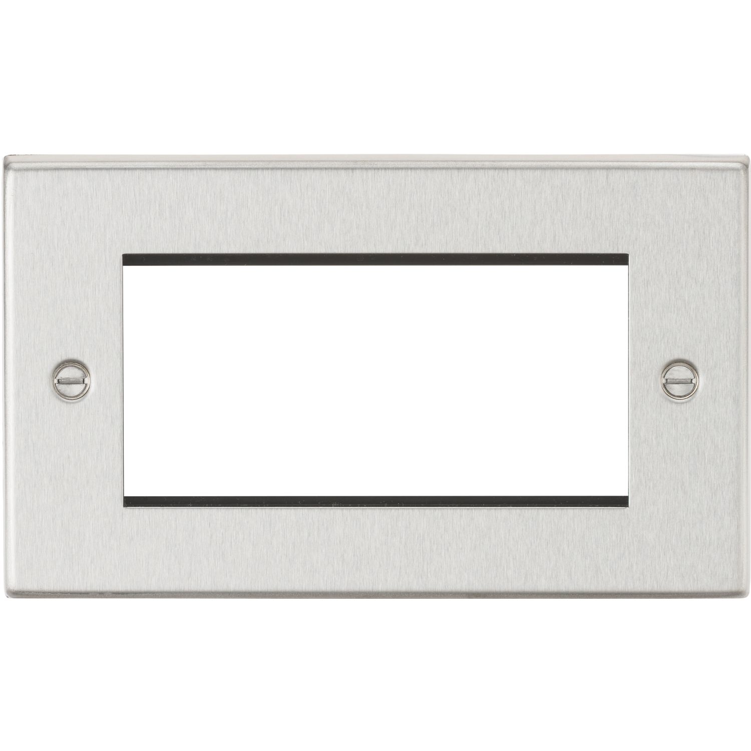 Knightsbridge Raised Square 4-Module Modular Faceplate Brushed Chrome (566YA)