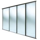 Spacepro Classic 4-Door Framed Sliding Wardrobe Doors Black Frame Mirror Panel 2978mm x 2260mm