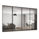 Spacepro Classic 4-Door Framed Sliding Wardrobe Doors Black Frame Mirror Panel 2978mm x 2260mm