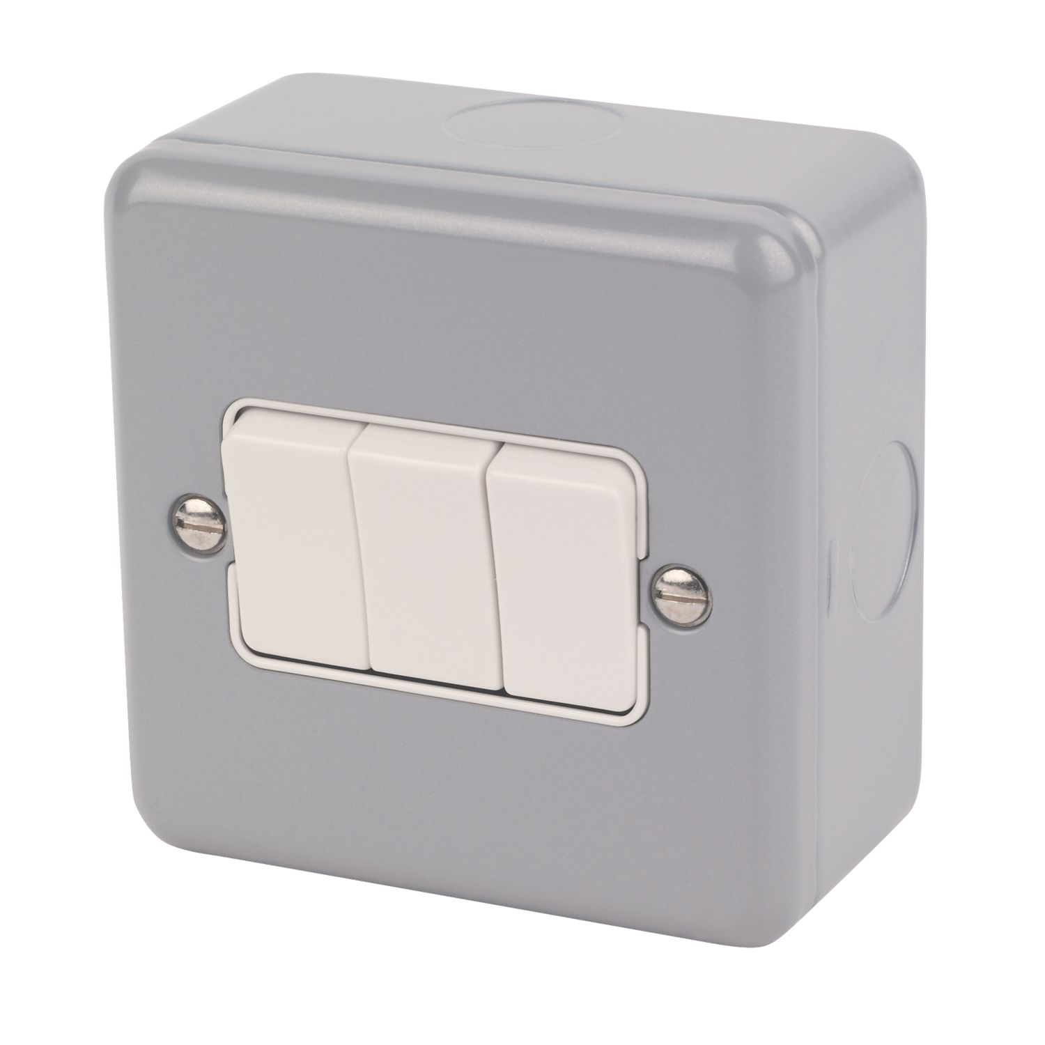MK Metalclad Plus 10AX 3-Gang 2-Way Metal Clad Light Switch with White Inserts (56798)