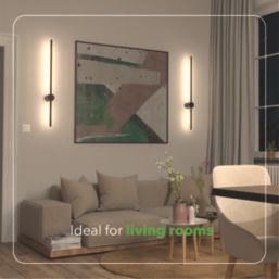 4lite Twill LED Wall Light w/ Centre Connection Black 14W 1400lm