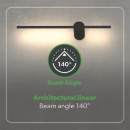 4lite Twill LED Wall Light w/ Centre Connection Black 14W 1400lm