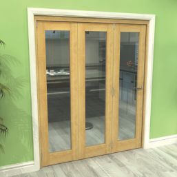Green & Taylor  3-Door 1-Clear Light Unfinished Oak Wooden Shaker Internal Bi-Fold Door 2060mm x 1794mm
