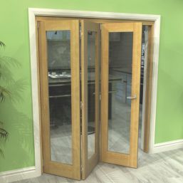 Green & Taylor  3-Door 1-Clear Light Unfinished Oak Wooden Shaker Internal Bi-Fold Door 2060mm x 1794mm