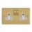Varilight  13A 2-Gang 2-Pole Switched Socket Polished Brass  with White Inserts