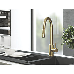 ETAL Cato  Pull-Out Kitchen Mixer Tap Brushed Brass