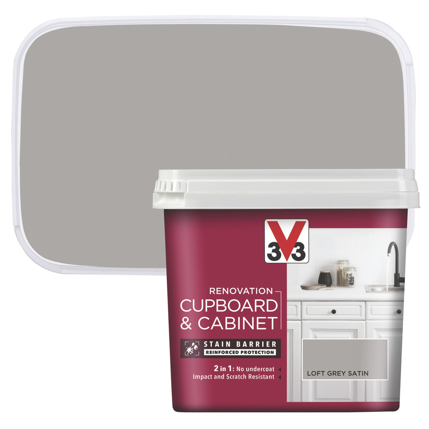 V33 750ml Loft Grey Satin Water-Based Trim Paint (567GV)