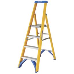 Werner Fibreglass 1.54m 4 Step Platform Step Ladder