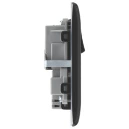 British General Nexus Metal 13A 2-Gang SP Switched Socket + 2.4A 12W 2-Outlet Type A & C USB Charger Matt Black with Black Inserts
